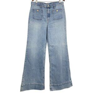 J.Crew Wide Leg Trouser Denim Jeans 32 Recycled Cotton Relaxed Light Wash New